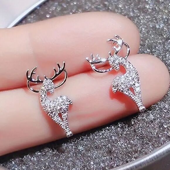 New Bling reindeer christmas stud earrings - Picture 2 of 7